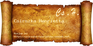 Csirszka Henrietta névjegykártya